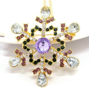 Elegant Gold and Purple Snowflake Pendant Necklace